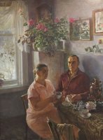 Войнов Константин Семёнович «Утренний чай. Портрет родителей» 1989г.